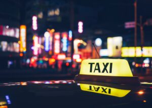 Taxicab under the Las Vegas lights